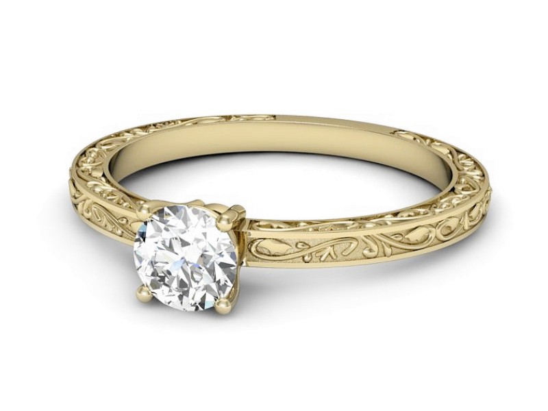 Złoty pierścionek z brylantem żółte złoto - p16278z — zdjęcie 5