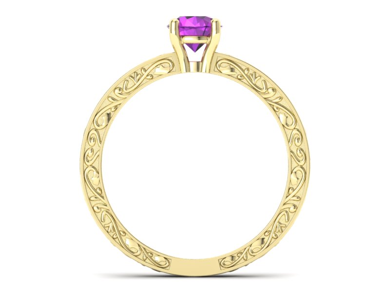 Złoty pierścionek z ametystem żółte złoto - p16278zat — zdjęcie 2