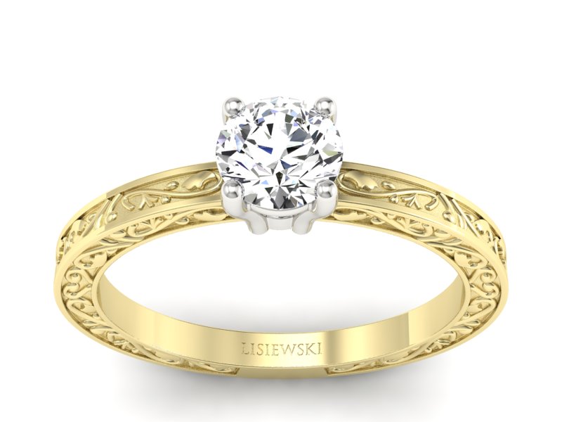 Pierścionek z diamentem żółte i białe złoto - p16278zb