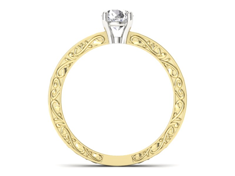 Pierścionek z diamentem żółte i białe złoto - p16278zb — zdjęcie 2