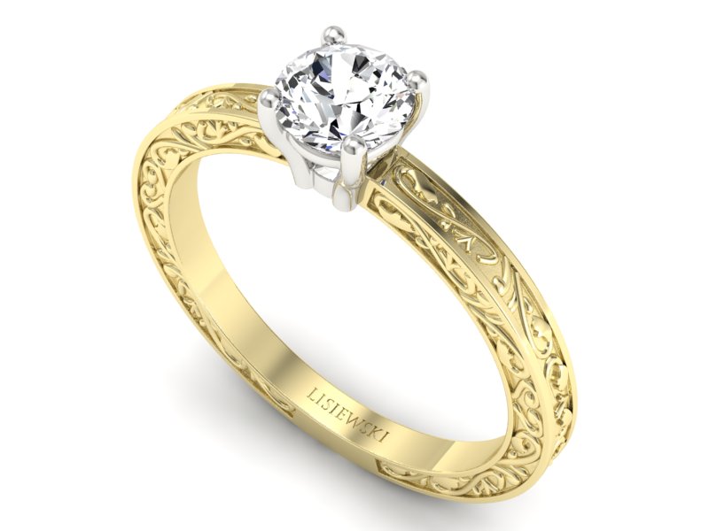 Pierścionek z diamentem żółte i białe złoto - p16278zb — zdjęcie 3