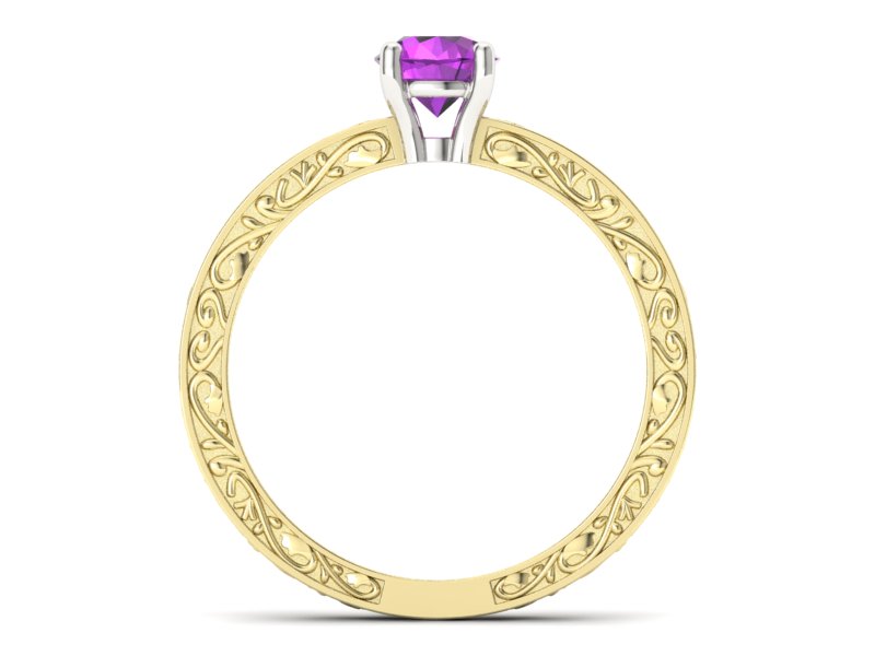 Pierścionek z ametystem żółte i białe złoto - p16278zbat — zdjęcie 2