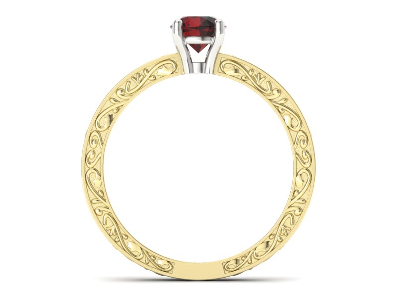 Pierścionek z granatem żółte białe złoto - p16278zbgr — zdjęcie 2