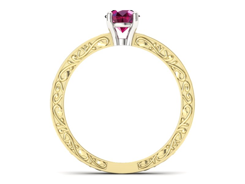 Pierścionek z rubinem żółte białe złoto - p16278zbr — zdjęcie 2