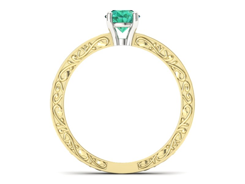 Pierścionek ze szmaragdem żółte i białe złoto - p16278zbsm — zdjęcie 2