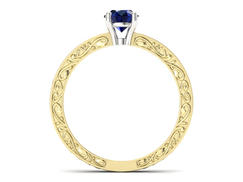 Pierścionek żółte i białe złoto z szafirem - p16278zbsz — zdjęcie 2