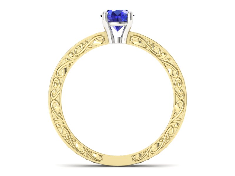 Pierścionek z szafirem żółte i białe złoto - p16278zbszc — zdjęcie 2