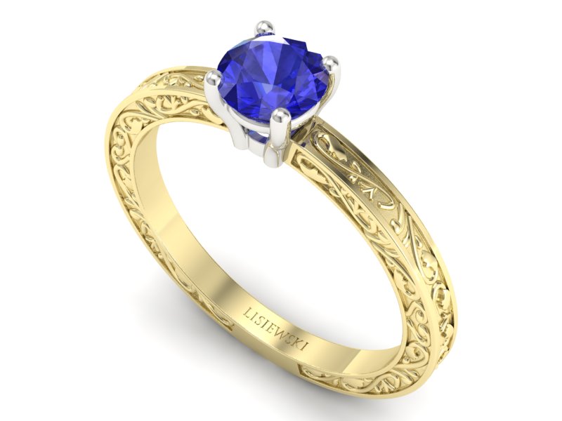 Pierścionek z szafirem żółte i białe złoto - p16278zbszc — zdjęcie 3