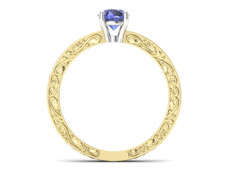 Pierścionek z tanzanitem żółte białe złoto - p16278zbt — zdjęcie 2