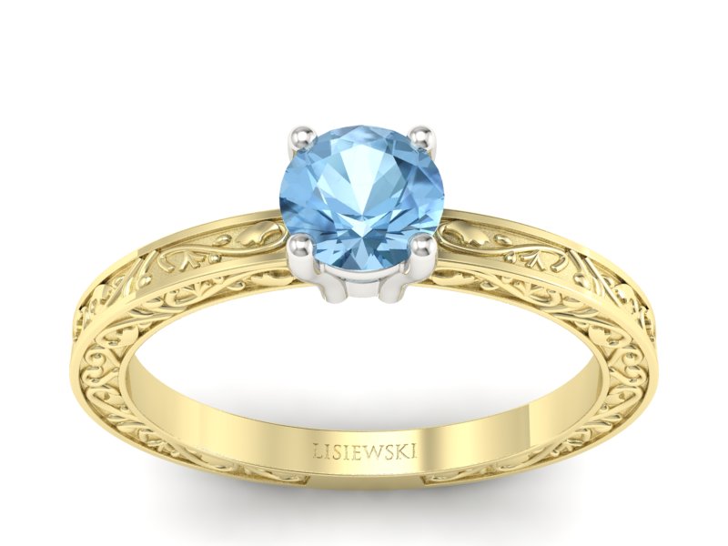 Pierścionek z topazem żółte białe złoto - p16278zbtp