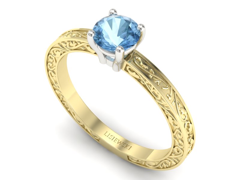 Pierścionek z topazem żółte białe złoto - p16278zbtp — zdjęcie 3