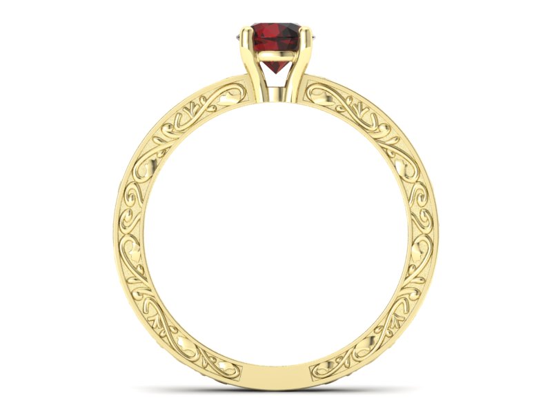 Złoty pierścionek z granatem żółte złoto - p16278zgr — zdjęcie 2