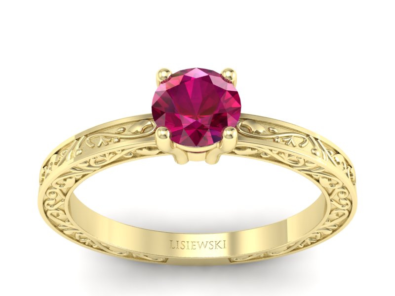 Złoty pierścionek z rubinem żółte złoto - p16278zr