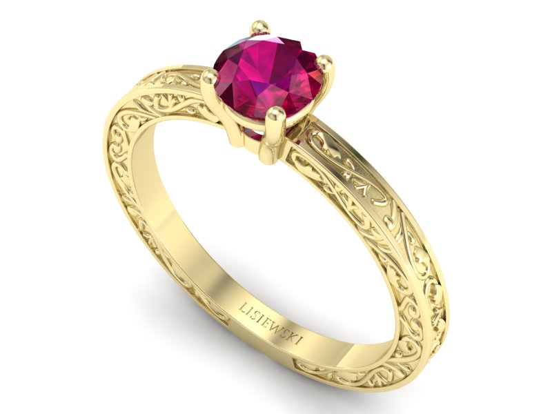 Złoty pierścionek z rubinem żółte złoto - p16278zr — zdjęcie 3