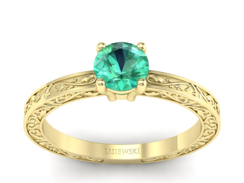 Złoty pierścionek ze szmaragdem żółte złoto - p16278zsm