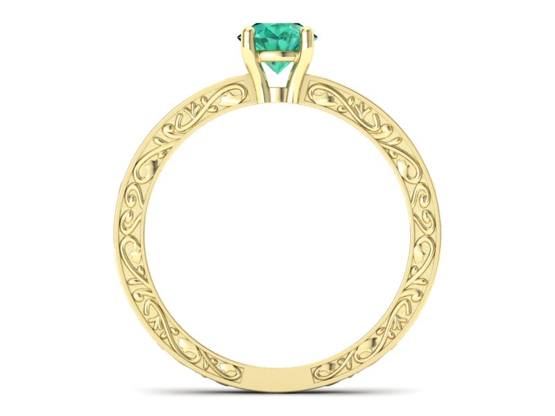 Złoty pierścionek ze szmaragdem żółte złoto - p16278zsm — zdjęcie 2