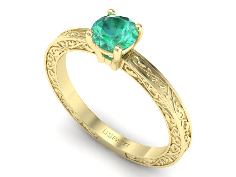 Złoty pierścionek ze szmaragdem żółte złoto - p16278zsm — zdjęcie 3