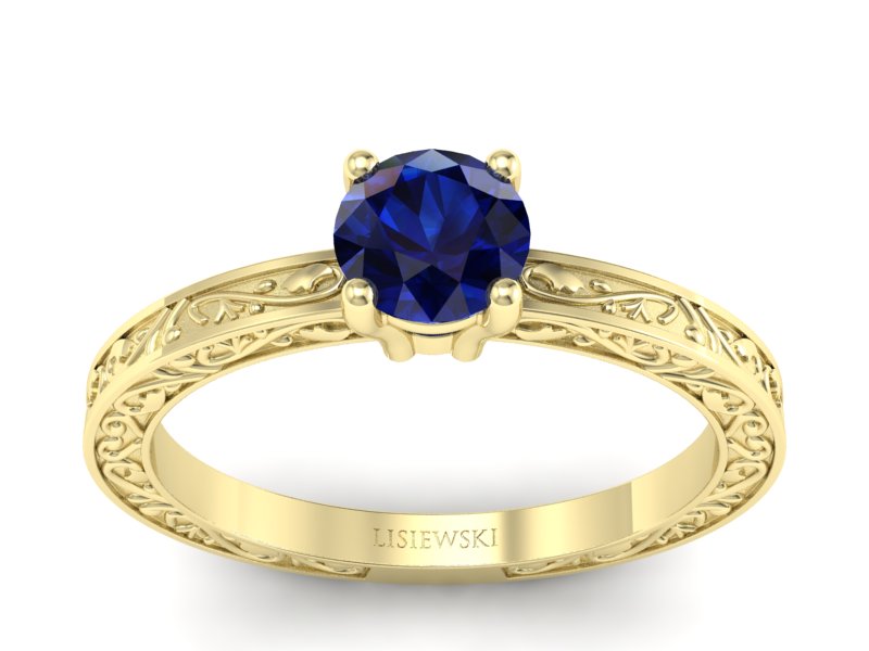 Złoty pierścionek z szafirem żółte złoto - p16278zsz