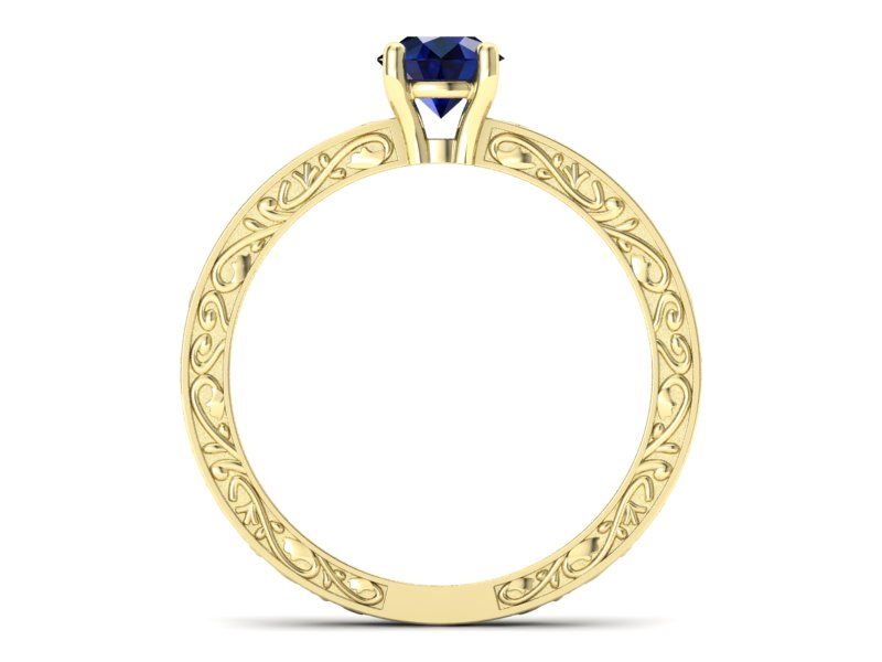 Złoty pierścionek z szafirem żółte złoto - p16278zsz — zdjęcie 2