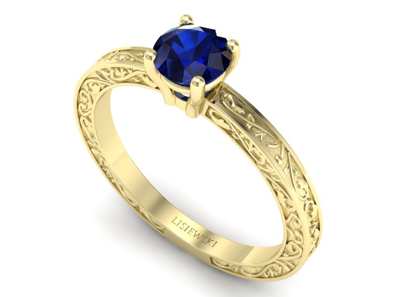 Złoty pierścionek z szafirem żółte złoto - p16278zsz — zdjęcie 3