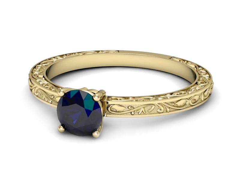 Złoty pierścionek z szafirem żółte złoto - p16278zsz — zdjęcie 5