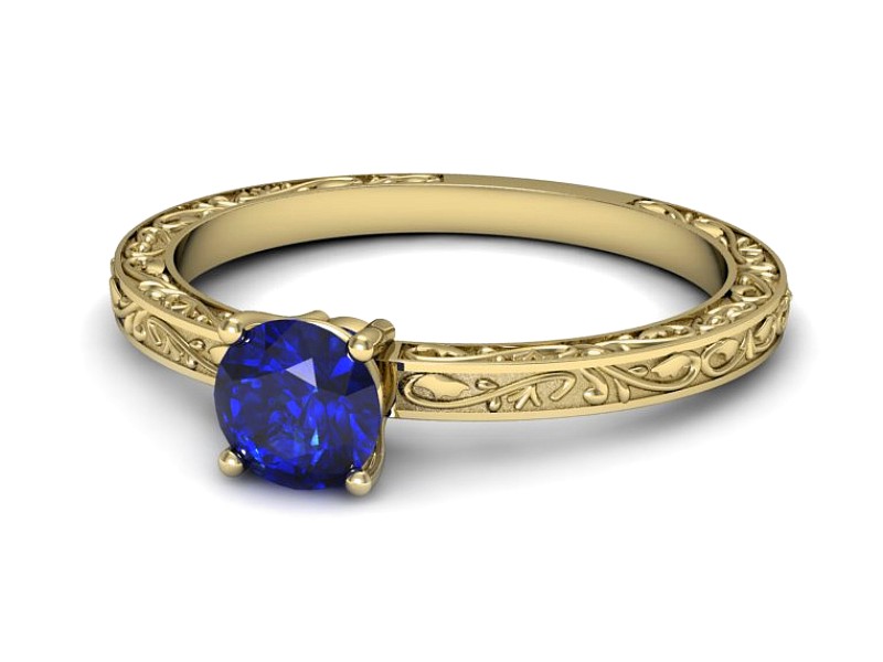 Złoty pierścionek z szafirem żółte złoto szafir - p16278zszc — zdjęcie 5