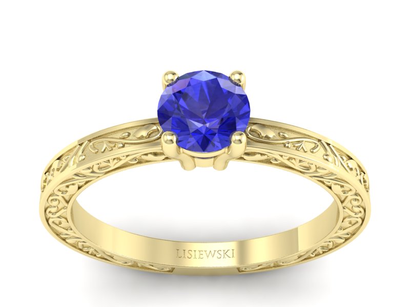 Złoty pierścionek z szafirem żółte złoto szafir - p16278zszc