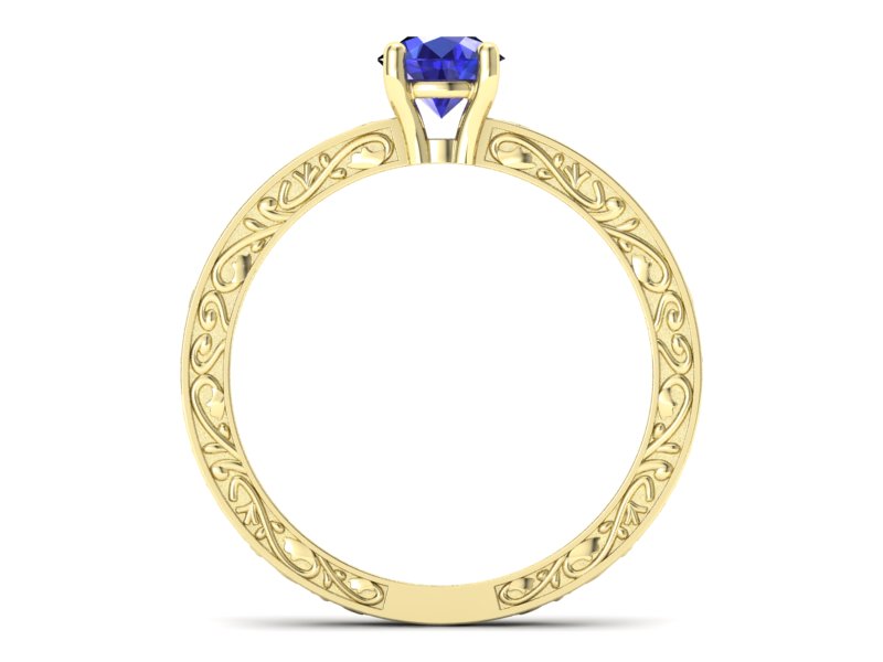 Złoty pierścionek z szafirem żółte złoto szafir - p16278zszc — zdjęcie 2