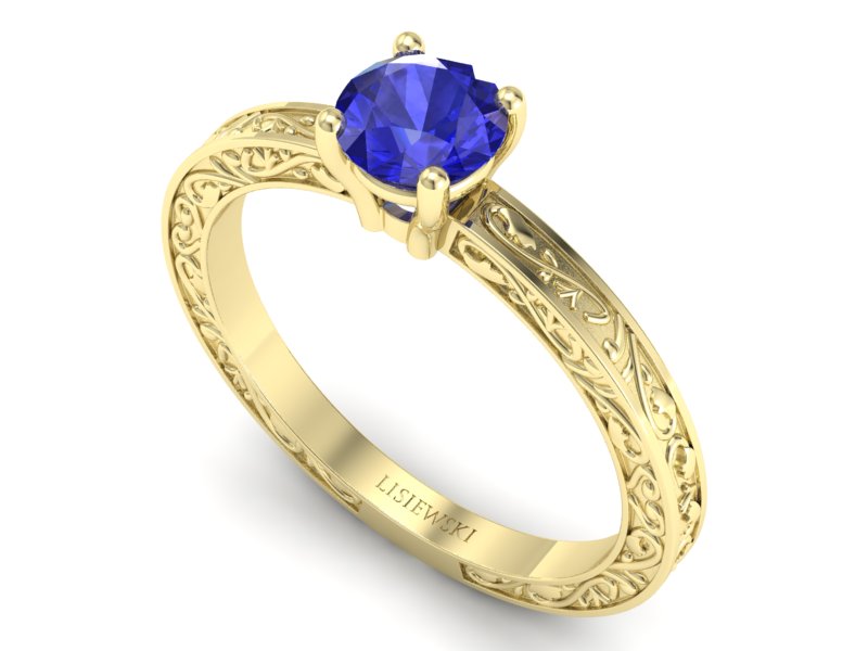 Złoty pierścionek z szafirem żółte złoto szafir - p16278zszc — zdjęcie 3