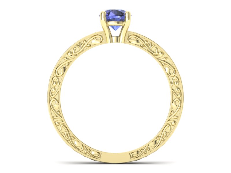 Złoty pierścionek z tanzanitem żółte złoto - p16278zt — zdjęcie 2