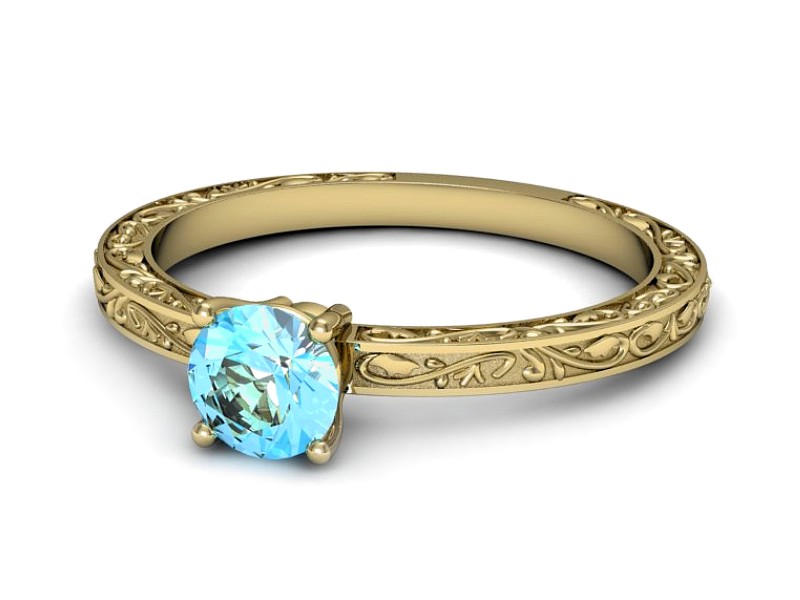 Złoty pierścionek z topazem żółte złoto - p16278ztp — zdjęcie 5