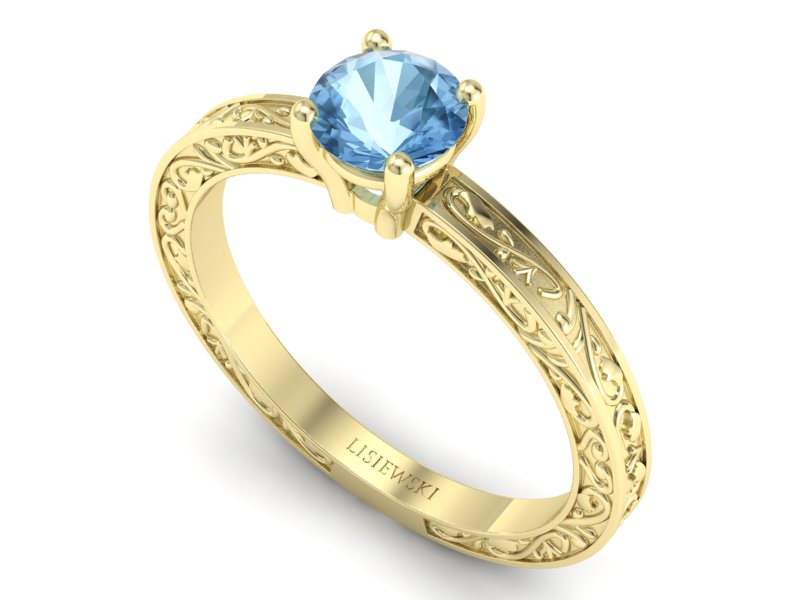 Złoty pierścionek z topazem żółte złoto - p16278ztp — zdjęcie 3