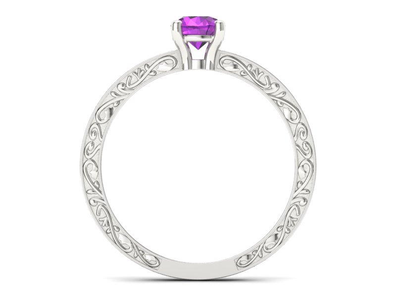 Złoty pierścionek z ametystem i brylantami - p16279bat — zdjęcie 2