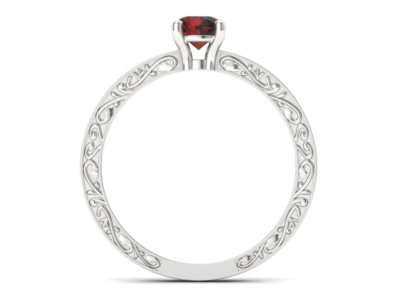 Pierścionek z granatem i brylantami białe złoto - p16279bgr — zdjęcie 2