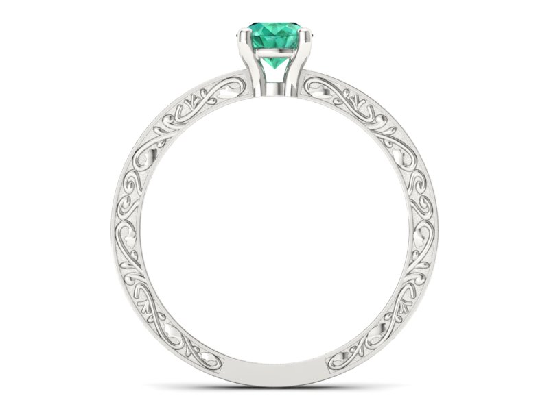 Złoty pierścionek ze szmaragdem i brylantami - p16279bsm — zdjęcie 2