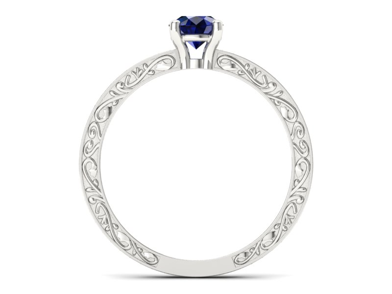 Pierścionek z szafirem i brylantami białe złoto - p16279bsz — zdjęcie 2