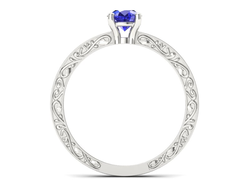 Pierścionek z szafirem i brylantem białe złoto - p16279bszc — zdjęcie 2