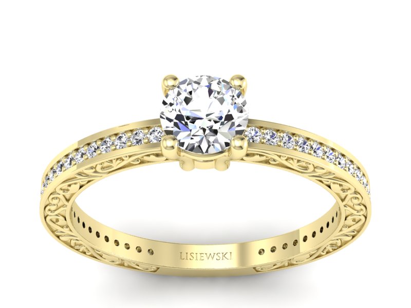 Złoty pierścionek ze złota z diamentami - p16279z