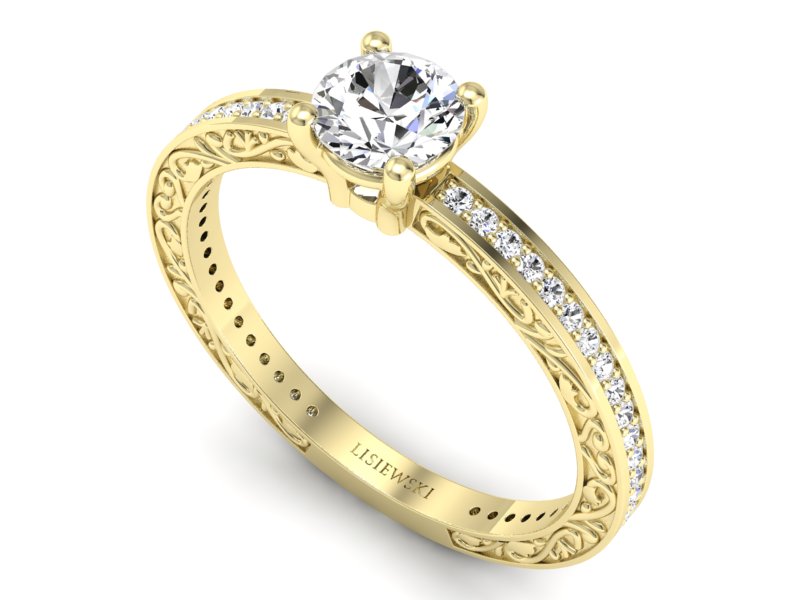 Złoty pierścionek ze złota z diamentami - p16279z — zdjęcie 3