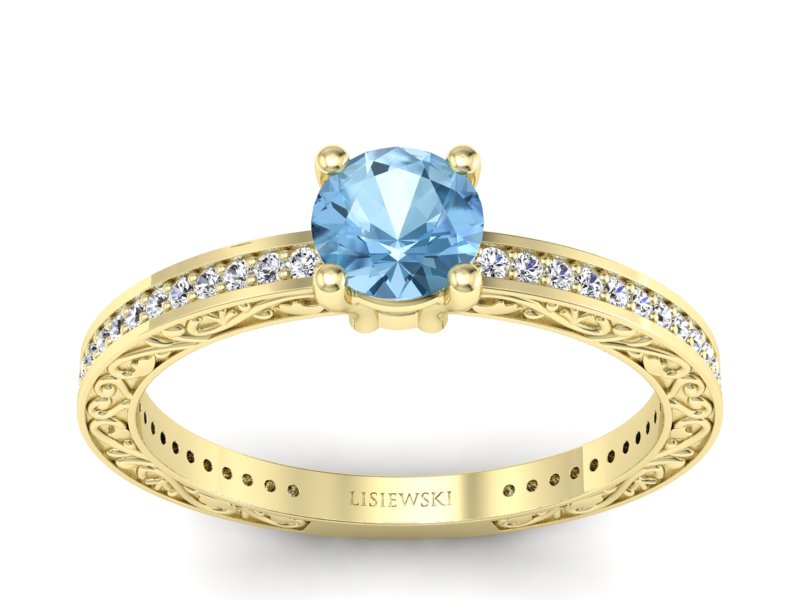 Złoty pierścionek z topazem i brylantami - p16279za