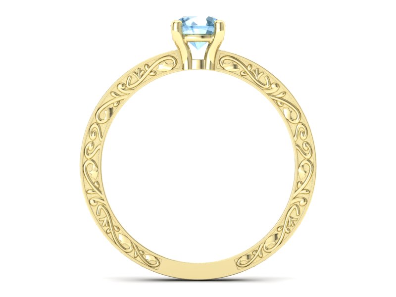 Złoty pierścionek z topazem i brylantami - p16279za — zdjęcie 2