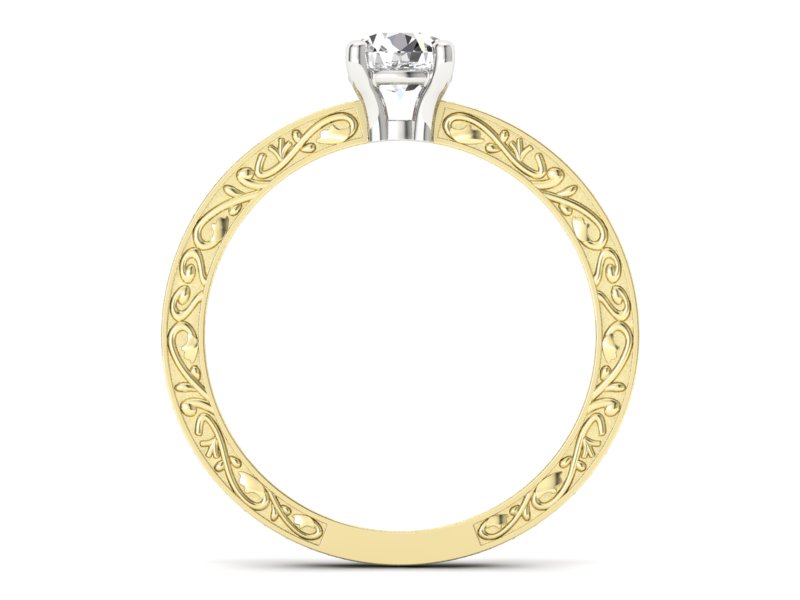 Pierścionek z diamentami żółte i białe złoto - p16279zb — zdjęcie 2