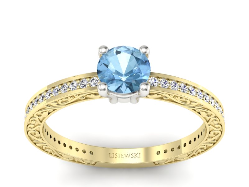 Pierścionek z topazem i brylantami - p16279zba