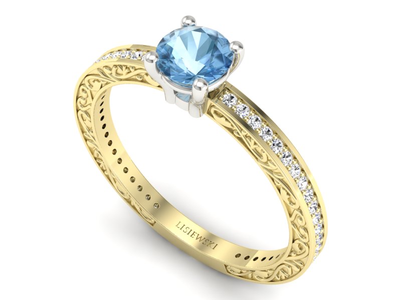 Pierścionek z topazem i brylantami - p16279zba — zdjęcie 3