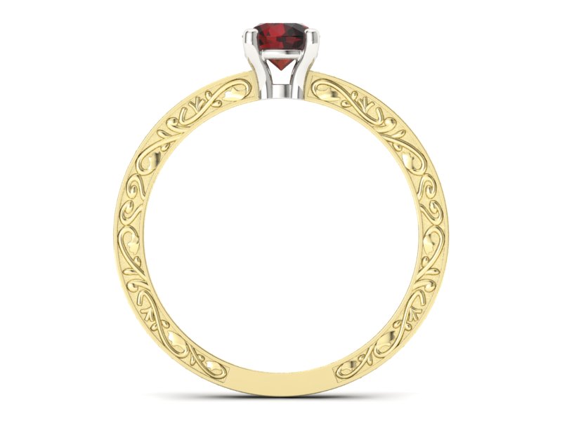 Złoty pierścionek z granatem i diamentami - p16279zbgr — zdjęcie 2