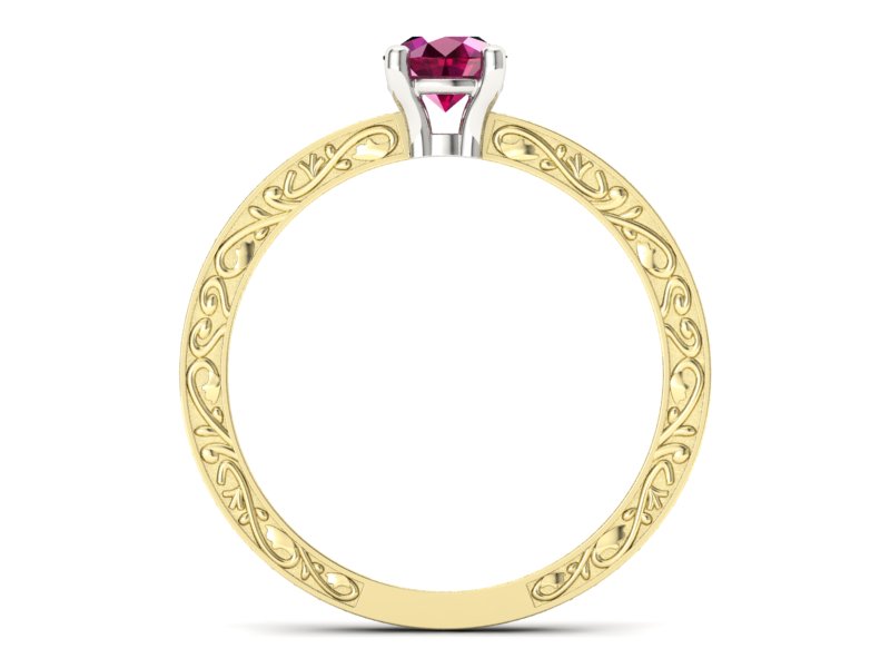 Złoty pierścionek z rubinem i diamentami - p16279zbr — zdjęcie 2