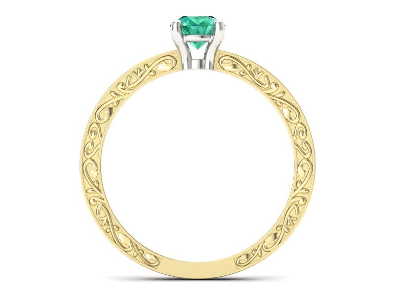 Złoty pierścionek ze szmaragdem i diamentami - p16279zbsm — zdjęcie 2