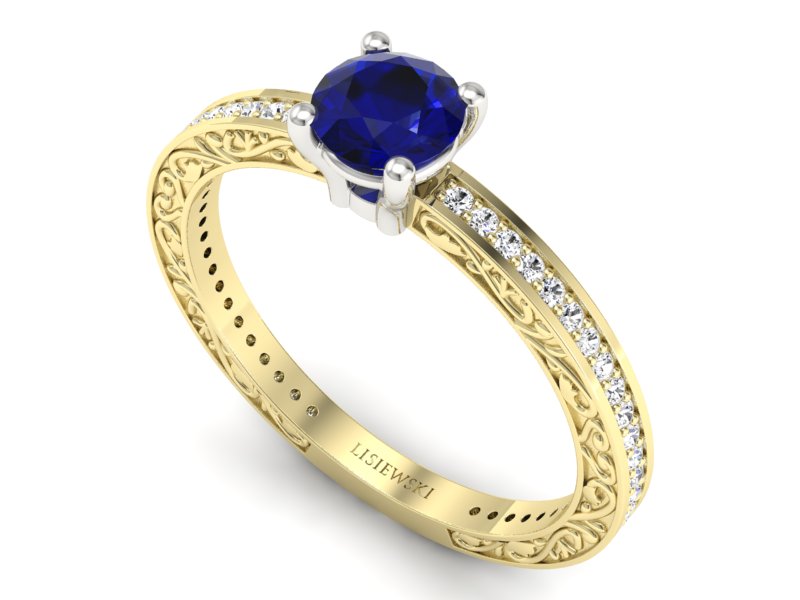 Złoty pierścionek ze spinelem i brylantami - p16279zbsp — zdjęcie 3