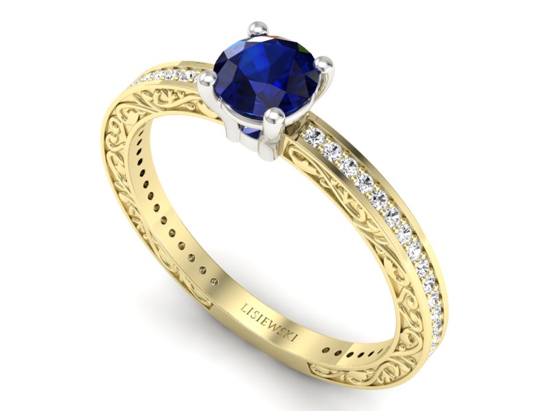 Pierścionek z szafirami i diamentami - p16279zbsz — zdjęcie 3