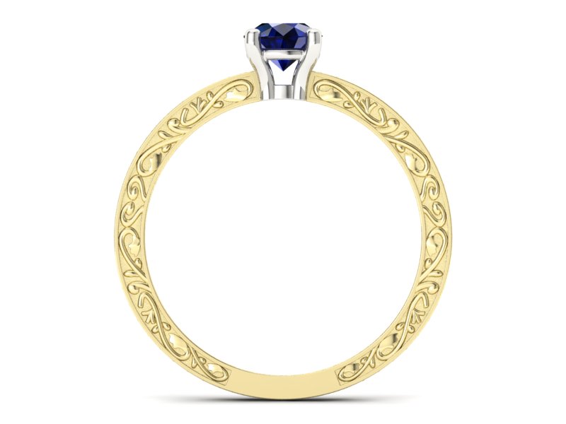 Pierścionek z szafirami i diamentami - p16279zbsz — zdjęcie 2